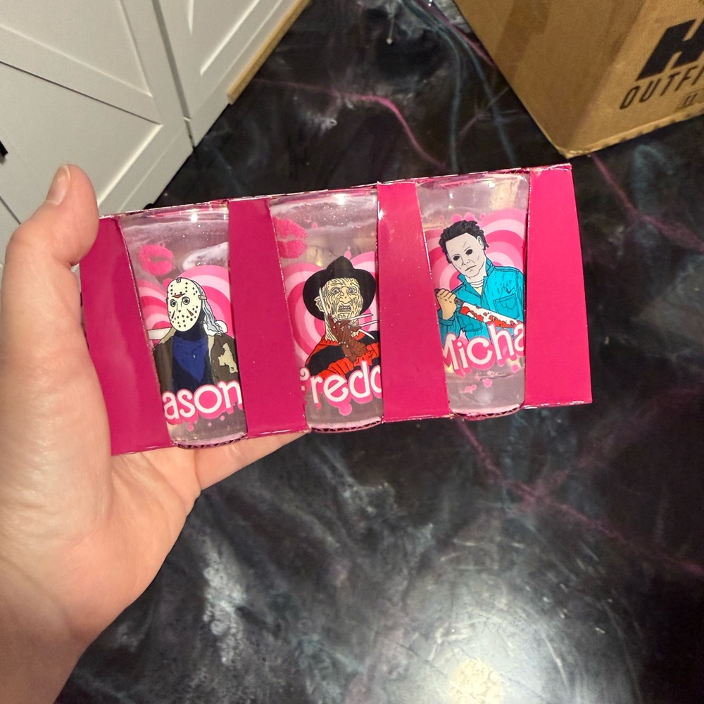 Horror Icon Shot Glass Set - Pink Accent Handmade